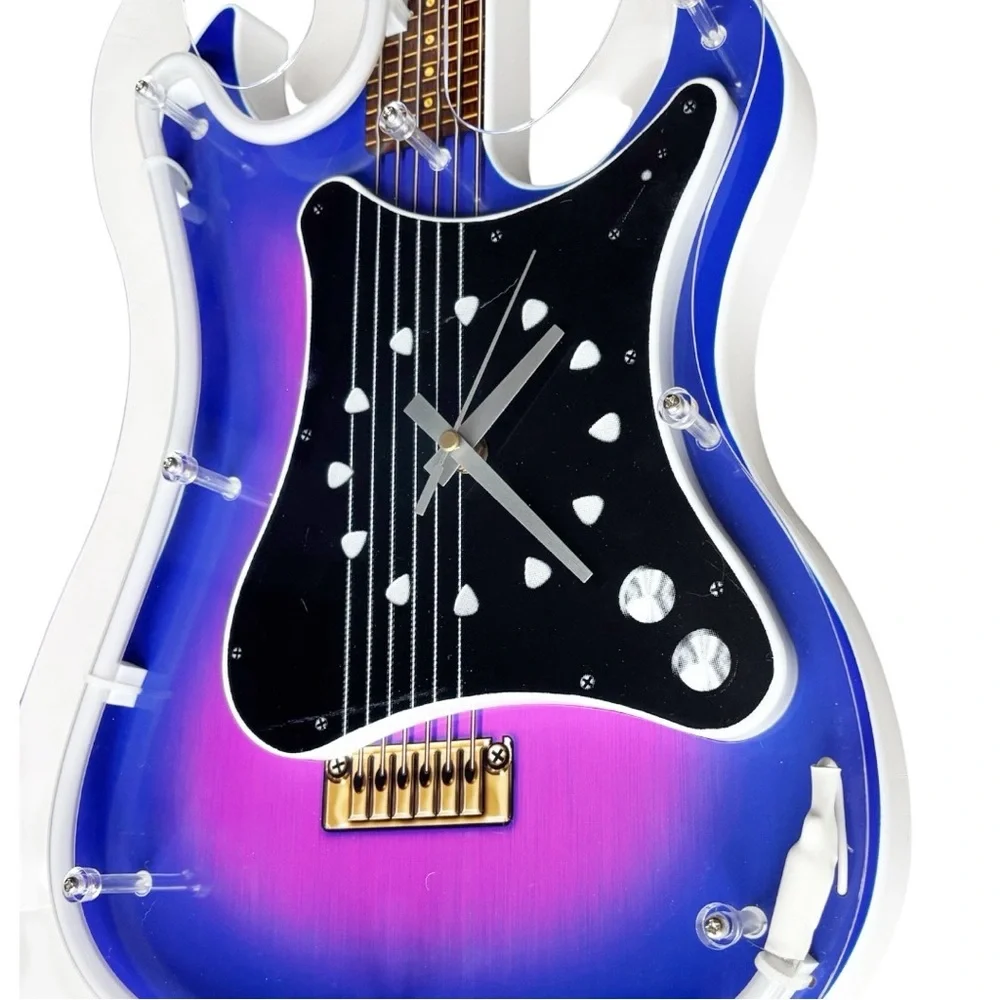 Guitar Neon light Vintage Plastic Wall Clock that’s 29” in length and 12” wide